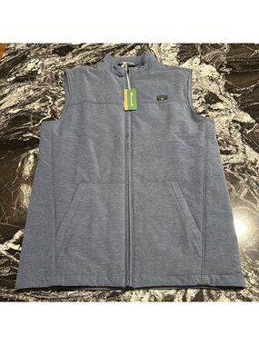 Travis Mathew Top Of The Line Vest Heather Dress Blues Mens Size Small NWT